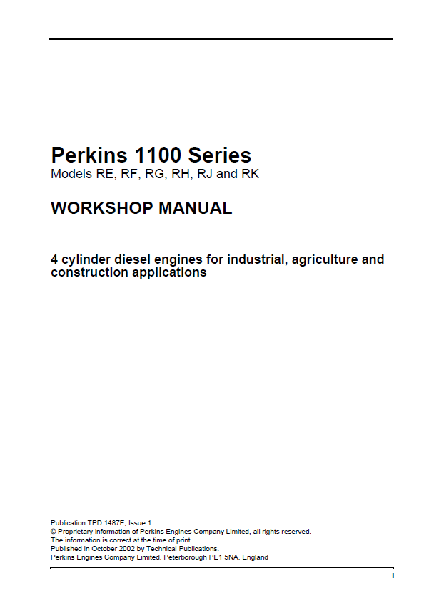 Mustang Perkin 1100 Series Skid-Steer Loader Workshop Manual 917121 PDF