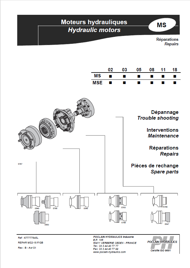 Mustang Poclain Hydraulic Motor Skid Steer Loader Repair Manual 917122 PDF