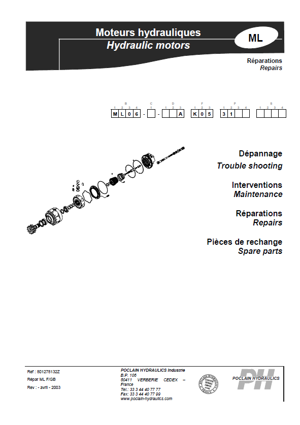 Mustang Poclain ML06 Hydraulic Motor Repair Manual 917120 PDF Download
