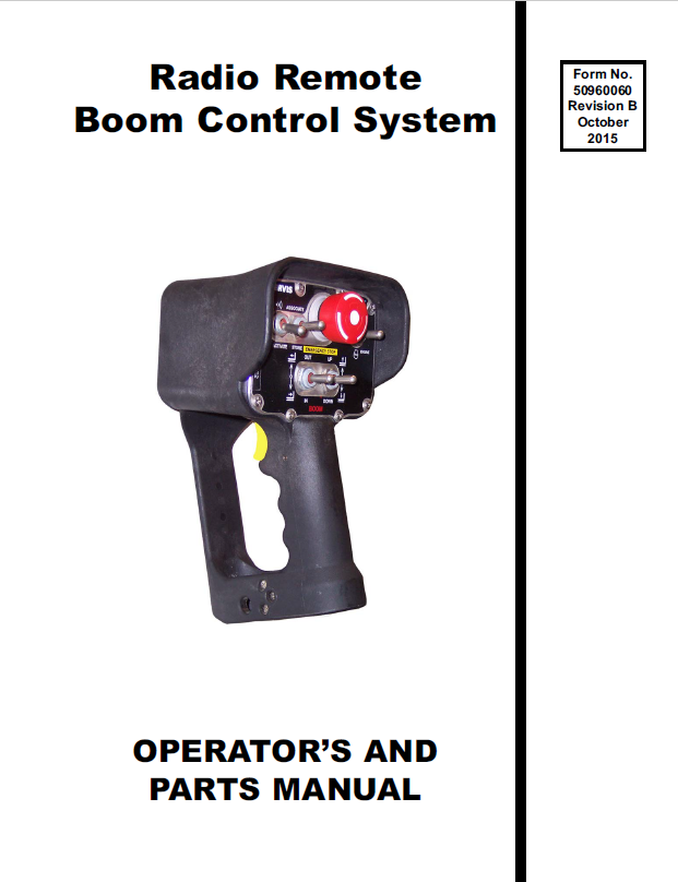 Mustang Radio Remote Boom Control System Operator & Parts Manual 50960060 - PDF
