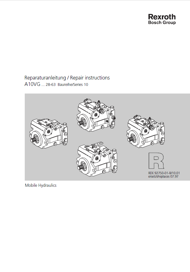 Mustang Rexroth A10VG Hydrostatic Pump Skid-Steer Loader Service Manual 915170 PDF