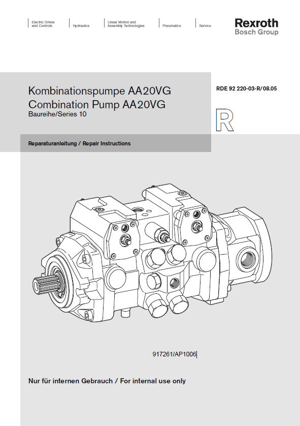 Mustang Rexroth AA20VG Combination Pump Skid-Steer Loader Service Manual 917261 PDF