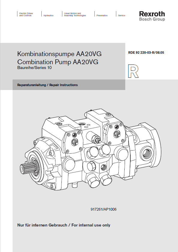 Mustang Rexroth AA20VG Combination Pump Skid-Steer Loader Service Manual 917261 PDF