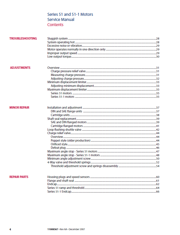 Mustang Series 51-1 Hydraulic Motor Service & Maintenance Manual 91835