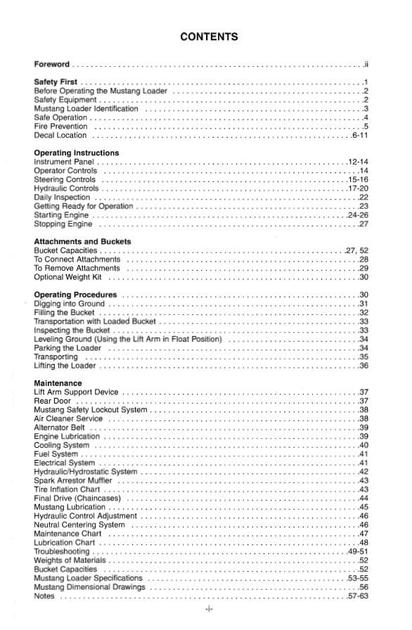 Mustang Skid Steer Loader 2040 2042 2050 Operation & Maintenance Manual