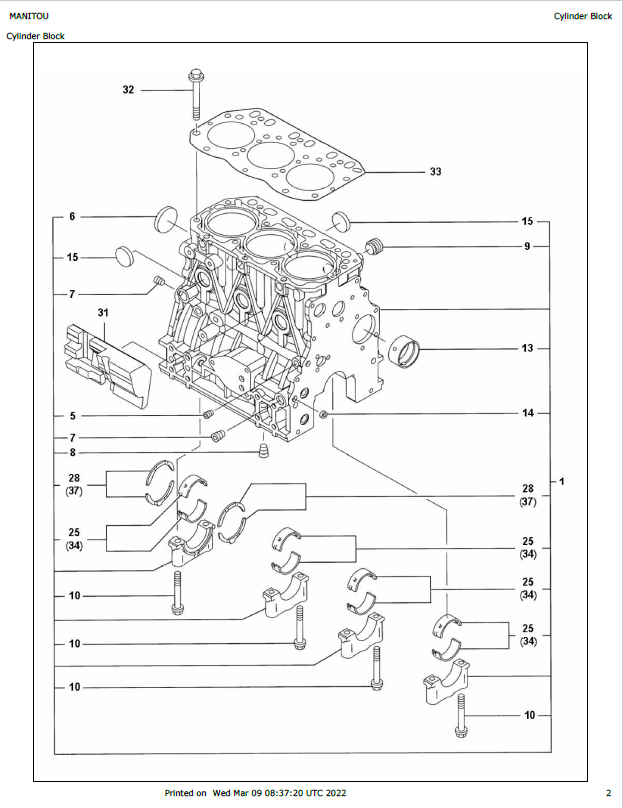 Mustang TNV88X Series Engine Parts Catalog Manual PDF | 917105