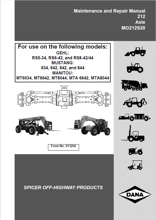 Mustang Telehandler 212 MT6034 MT6642 Maintenance Repair Manual PDF 913266