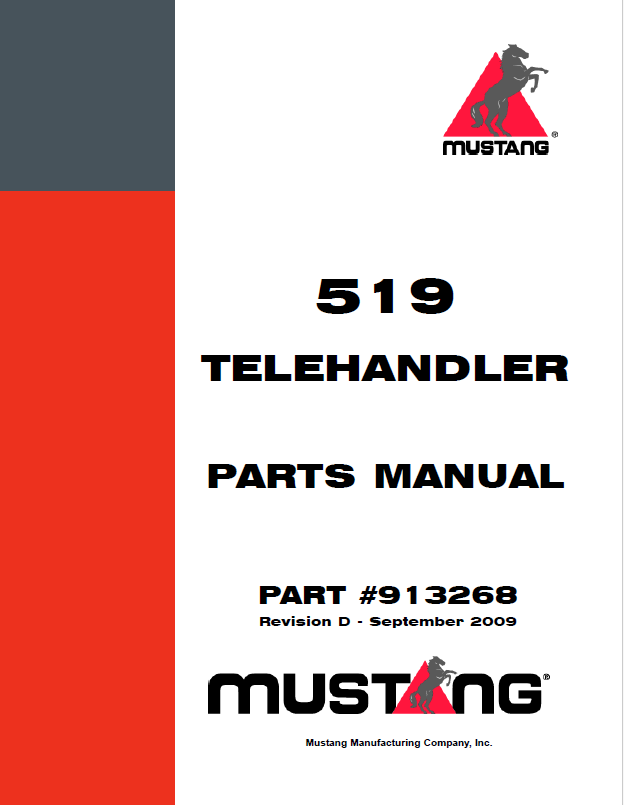 Mustang Telehandler 519 Parts Catalog Manual 913268 PDF
