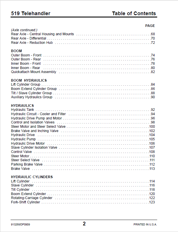 Mustang Telehandler 519 Spare Parts Catalog PDF Manual