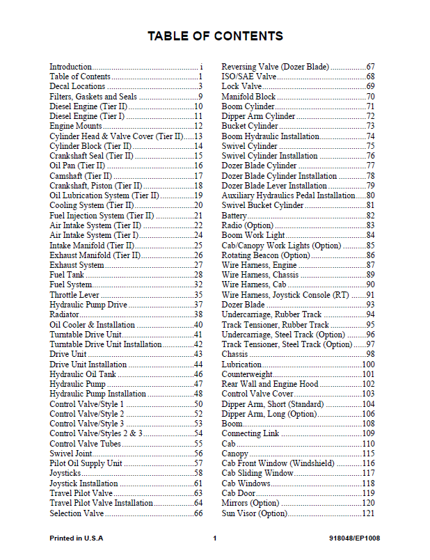 Mustang Tier II Compact Excavator Parts Manual 918048 Download PDF