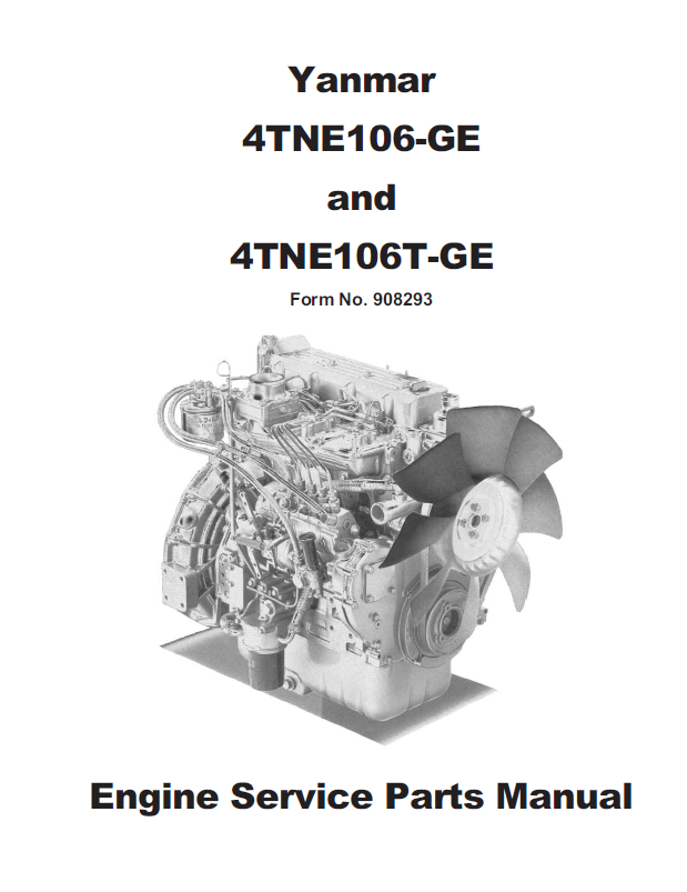 Mustang Yanmar 4TNE106-GE & 4TNE106T-GE Engine Parts Catalog Manual 908293 PDF