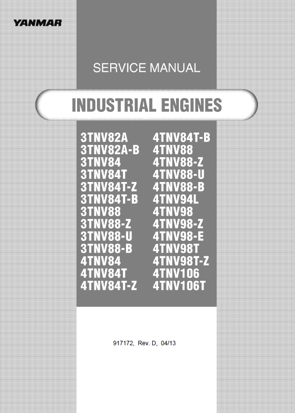 Mustang Yanmar Engine Skid Steer Loader Service Manual 917172 PDF