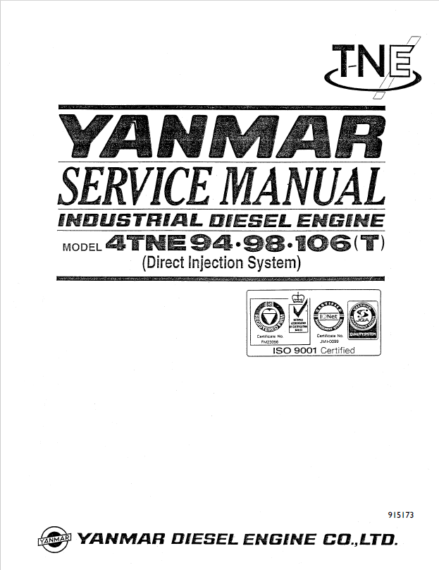 Mustang Yanmer Industrial Diesel 4TNE Engine Skid-Steer Loader Service Manual PDF 945173