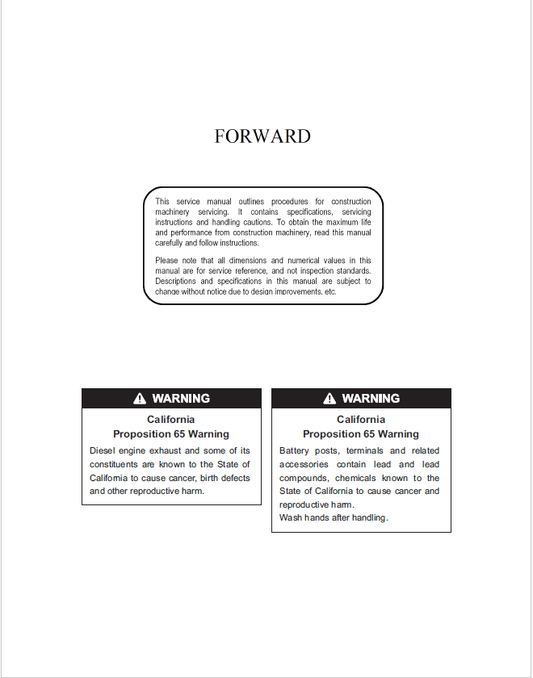 Mustang Z45-450Z Excavator Repair & Service Manual 50940111 PDF