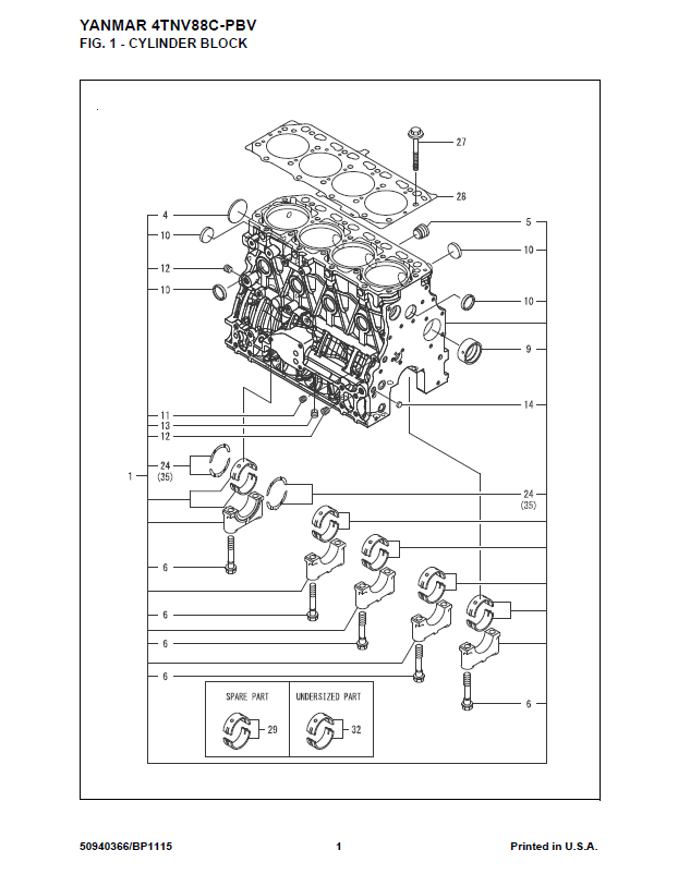 Mustang Z55 550Z Excavator Yanmar Engine Parts Catalog & Repair Manual PDF