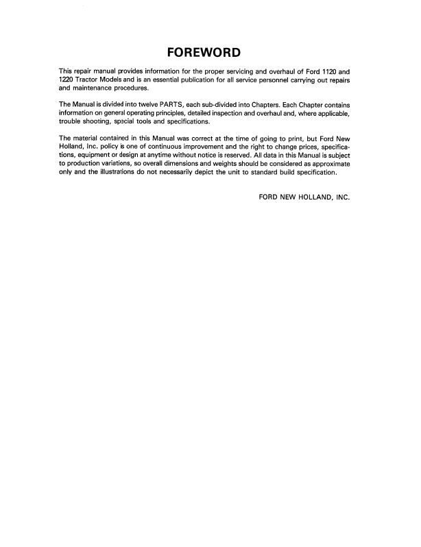 New Holland 1120 1220 Tractor Repair Manual PDF 42112020