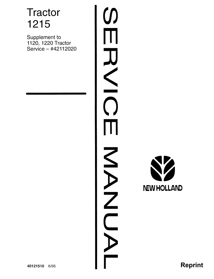 New Holland 1215 Supplement to 1120, 1220 Manual 40121510 PDF