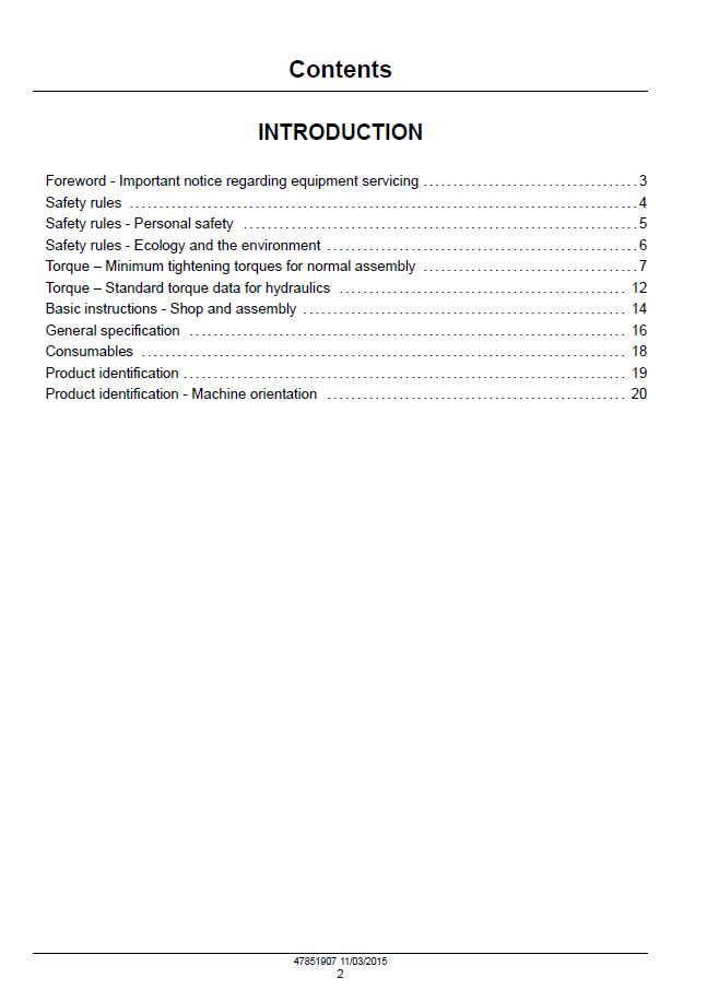 New Holland 12HS 14HS 16HS 18HS Header Workshop Service Manual 47851907