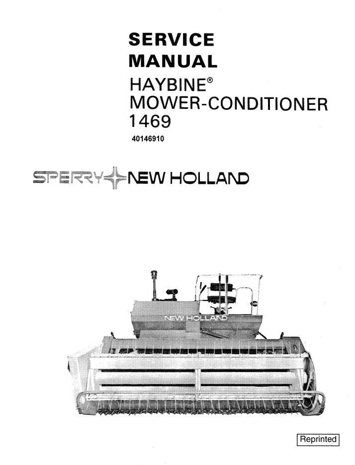 New Holland 1469 Haybine Mower-Conditioner Manual 40146910 PDF