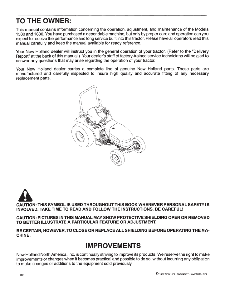 New Holland 1530 1630 Tractor Manual 42153021 PDF Download