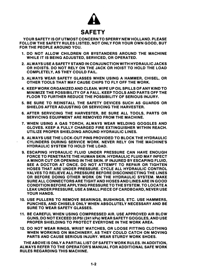 New Holland 1600 Harvester Technical Manual 40160010 PDF