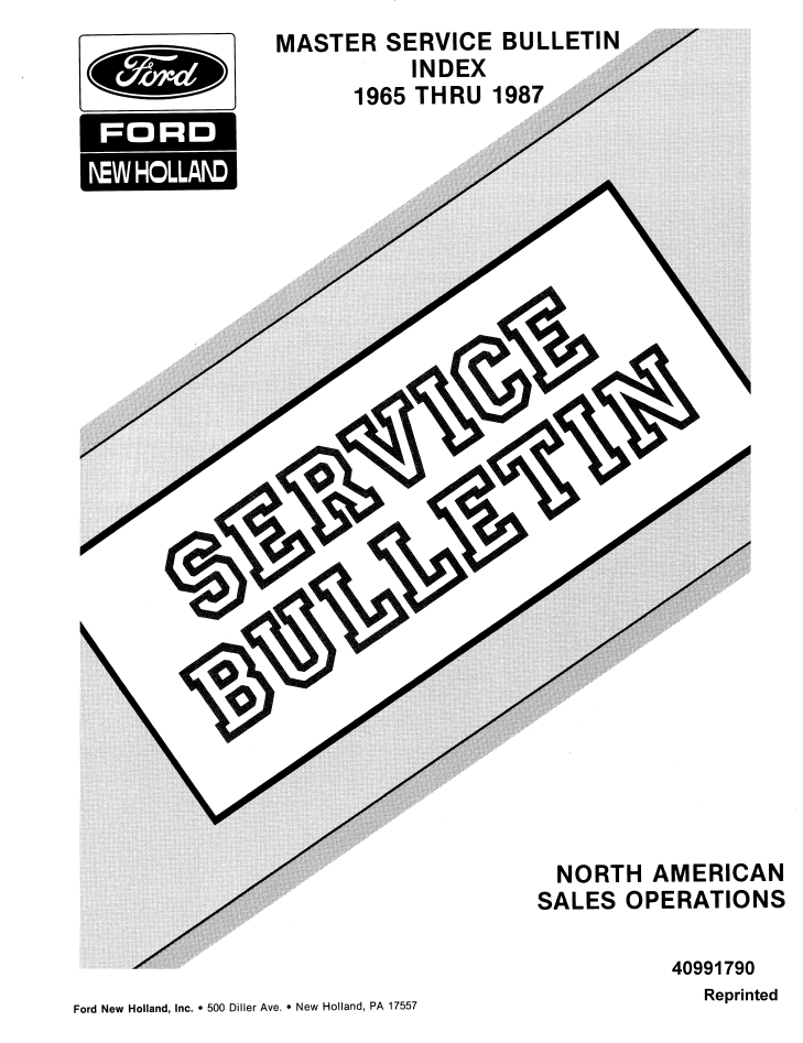 New Holland 1965-1987 Article Bulletin Service Manual 40991790 PDF