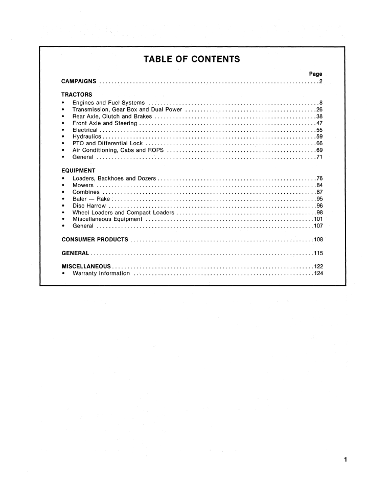 New Holland 1965-1987 Technical Bulletin Service Manual 40991790