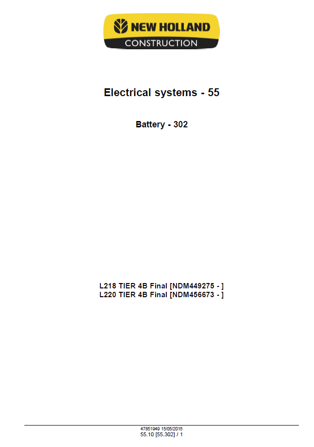 New Holland 200 Series L218 L220 Service Repair Manual PDF | Pub 47888414