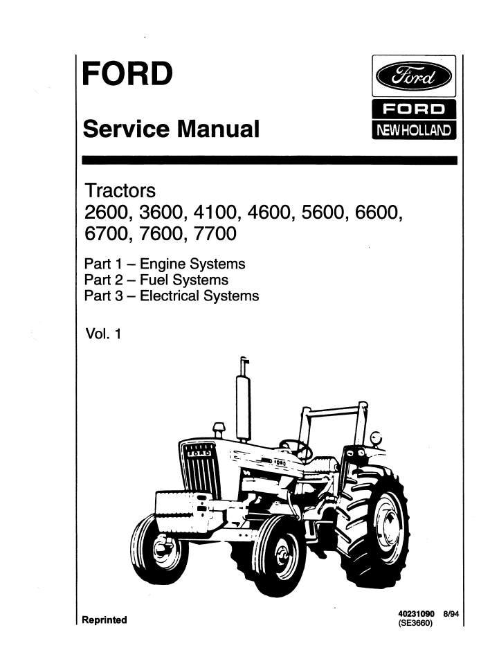 New Holland 2600 3600 4100 4600 Tractor Service Manual PDF