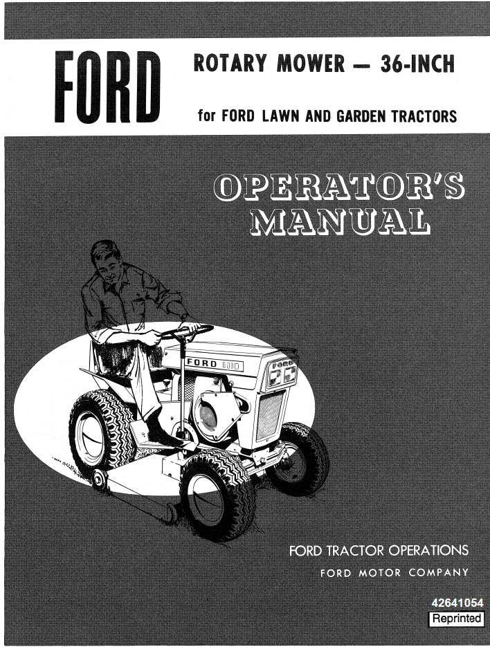 New Holland 36-Inch Rotary Mower for Ford Lawn Garden Tractor Manual 42641054
