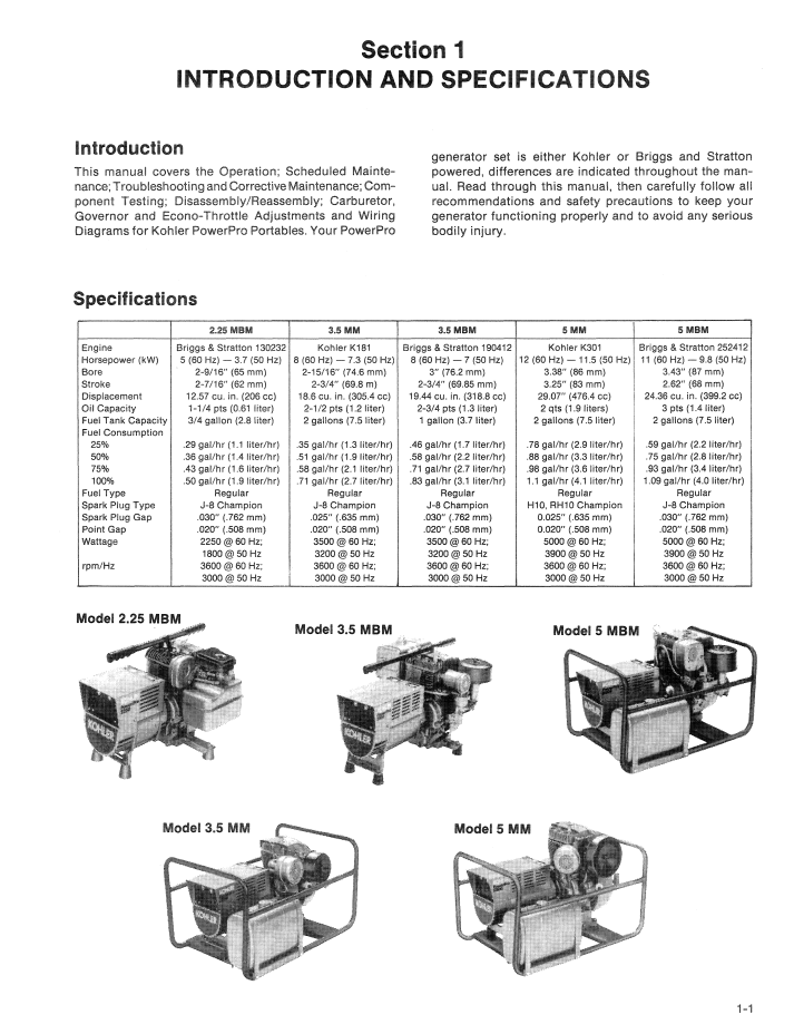 New Holland 40998026 Kohler Power Pro 2.25-5MBM Service Manual