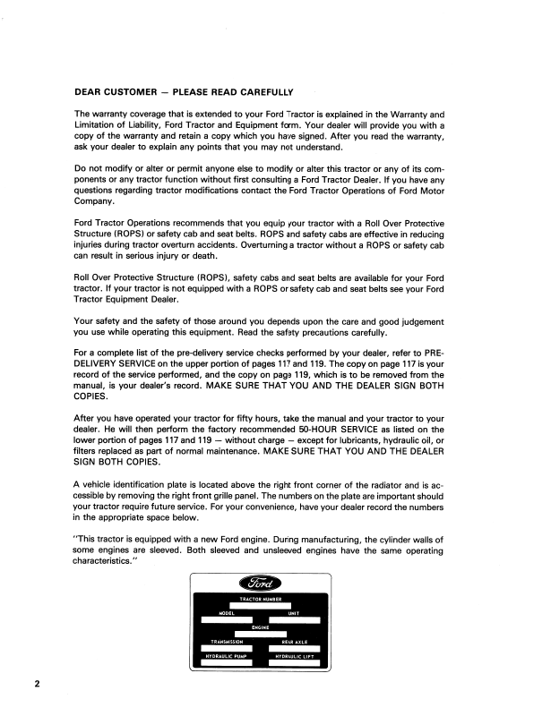 New Holland 42000520 TW-5 & TW-15 Tractor Operator Manual