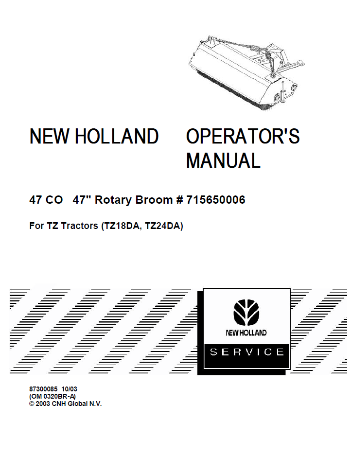 New Holland 47 CO 47" Rotary Broom Operator Manual 87300085