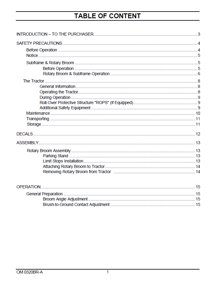 New Holland 47 CO Rotary Broom Operator Manual 87300085 PDF