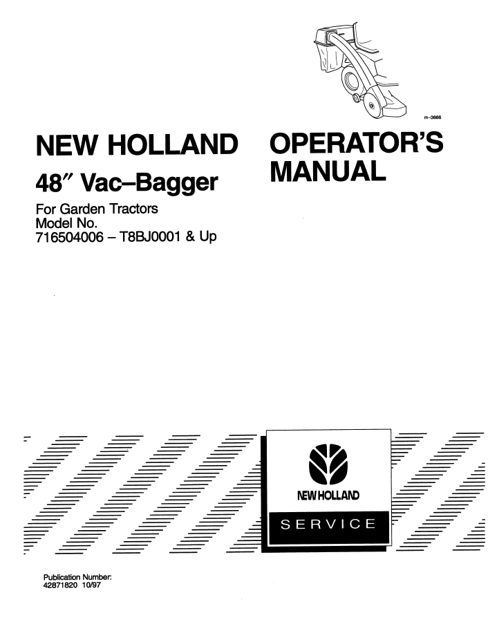 New Holland 48 Vac-Bagger for Garden Tractor Operator Manual (42871820 PDF)