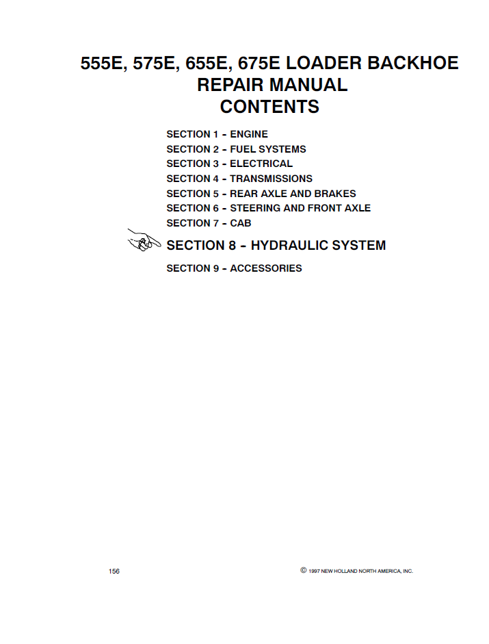 New Holland 555E 575E 655E 675E Backhoe Service Manual 40057508 PDF