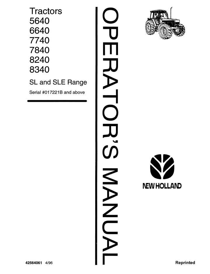 New Holland 5640 6640 7740 7840 8240 8340 Manual 4256406