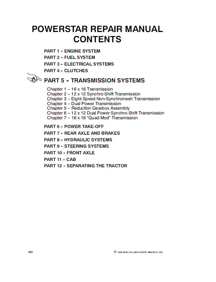 New Holland 5640 6640 7740 7840 8240 8340 Repair Manual 40564005