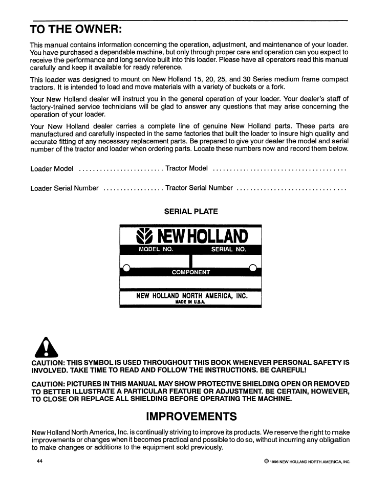 New Holland 7308 Loader Manual 42730810 Operator Guide