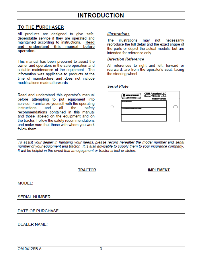 New Holland 836GS 60-Inch Snow Attachment and Tractor Guide 47391778 (PDF)