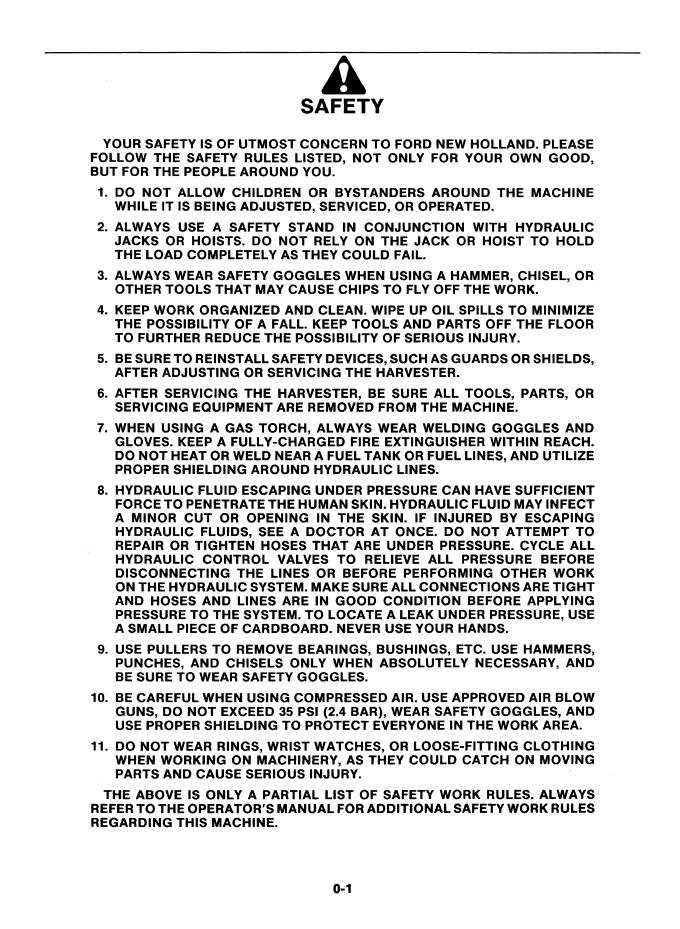 New Holland 900 Harvester Maintenance Service Manual 40090013 PDF