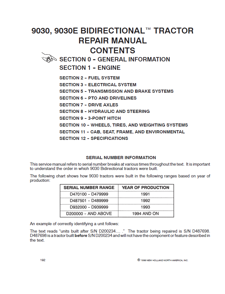 New Holland 9030 9030E Bidirectional Service Repair Manual 40903001
