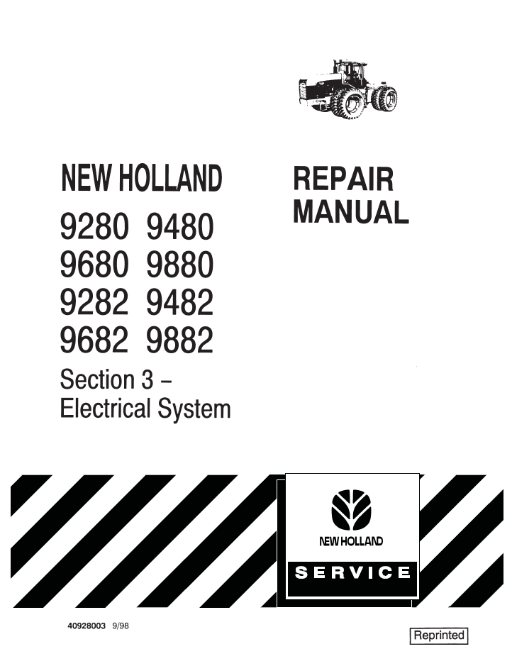 New Holland 9280-9882 Tractor Service Repair Manual 40928003 PDF
