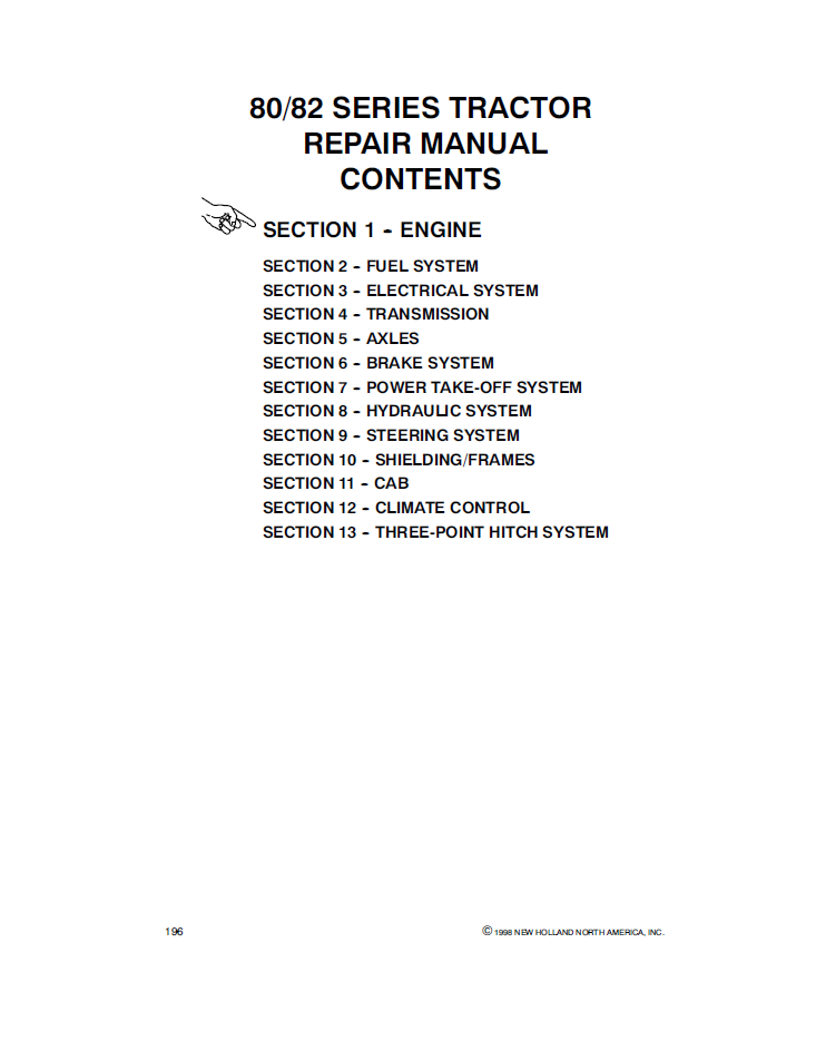 New Holland 9280, 9480, 9680 & 9880 Tractor Repair Manual 40928001