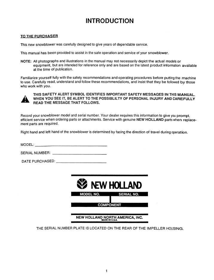 New Holland 96 108 Snowblower Attachment Manual 42871760 PDF