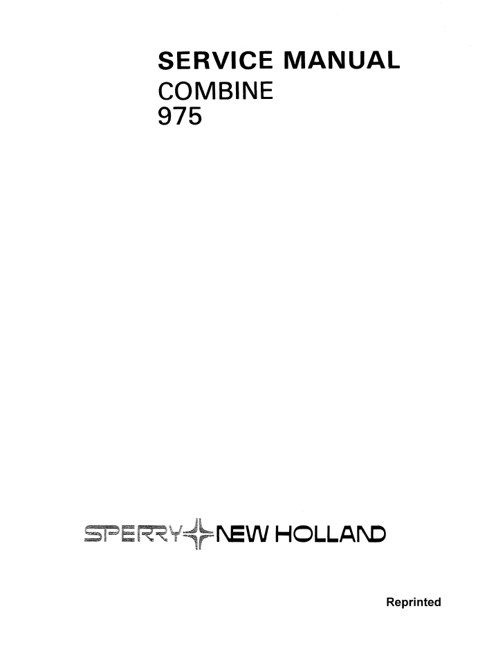 New Holland 975 Combine Service & Repair Manual 40097510 PDF