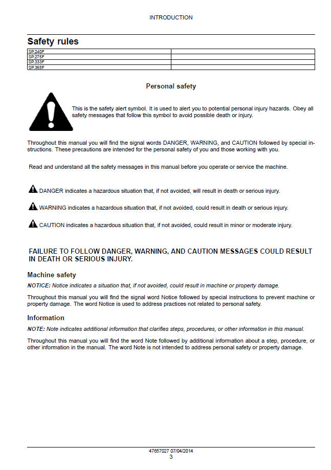 New Holland Agricultural Sprayer Guardian Series Service Guide | 47657027