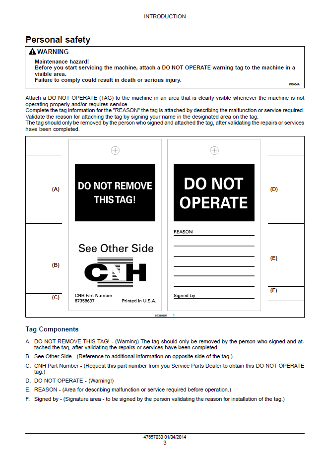 New Holland Agricultural Sprayer Guardian Tier 3 Service Guide | 47657030
