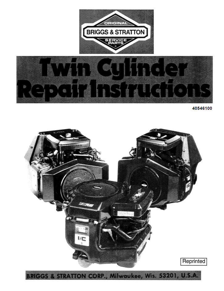 New Holland Briggs & Stratton Service Manual 40546100 PDF