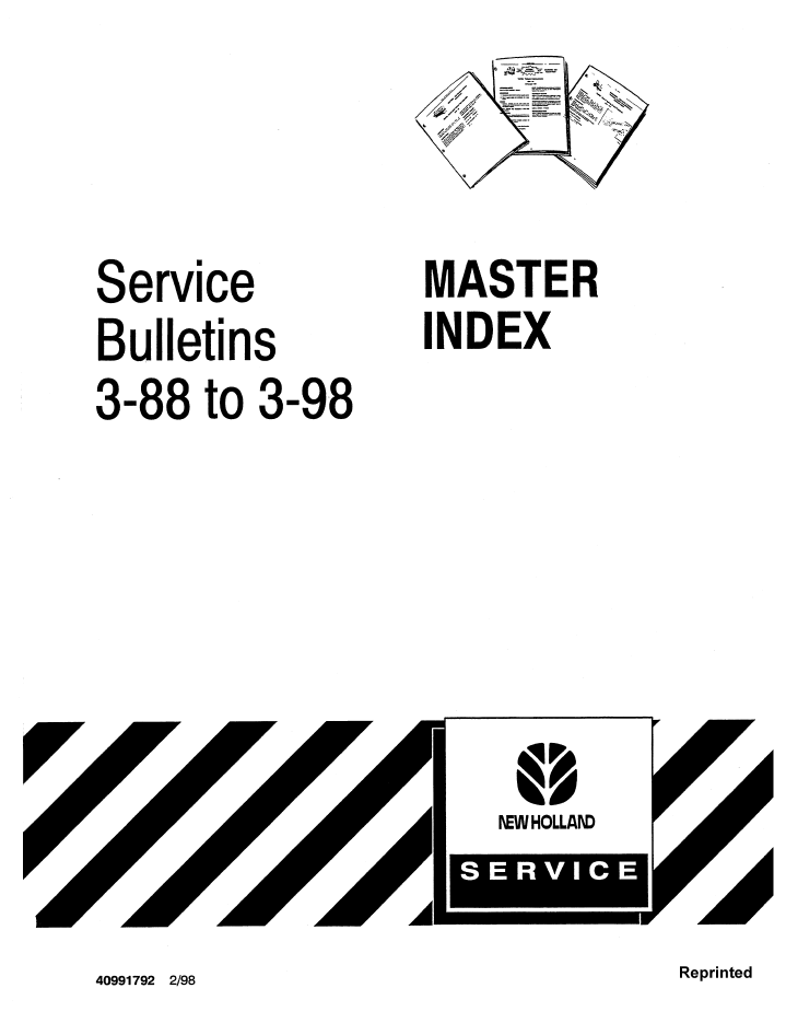 New Holland Bulletins 3-88 to 3-98 Master Index Service Manual 40991792
